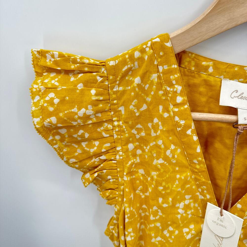 CLEOBELLA NWT Zia Organic CottonRuffle Tie Waist Mini Dress in Mustard // S - Picture 11 of 16